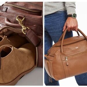 Mark & Graham Harvey Overnight Bag Pebbled Leather Brown Luxury Soft Retail $359